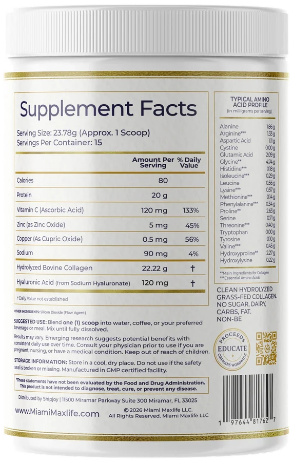 Supplement facts · Dr. Z’s Miami COLLAGEN Ultra